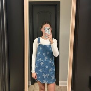 Starry Denim Overalls dress